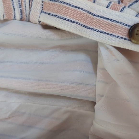 AE high waisted side buttons cullotes linen blend striped pants lined XL - Picture 5 of 10